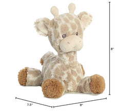 Aurora Snuggly Loppy Giraffe features a rattle for playful moments.