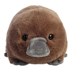 Aurora Spudsters Pongo Platypus plush in warm brown with gray feet for tactile warmth.