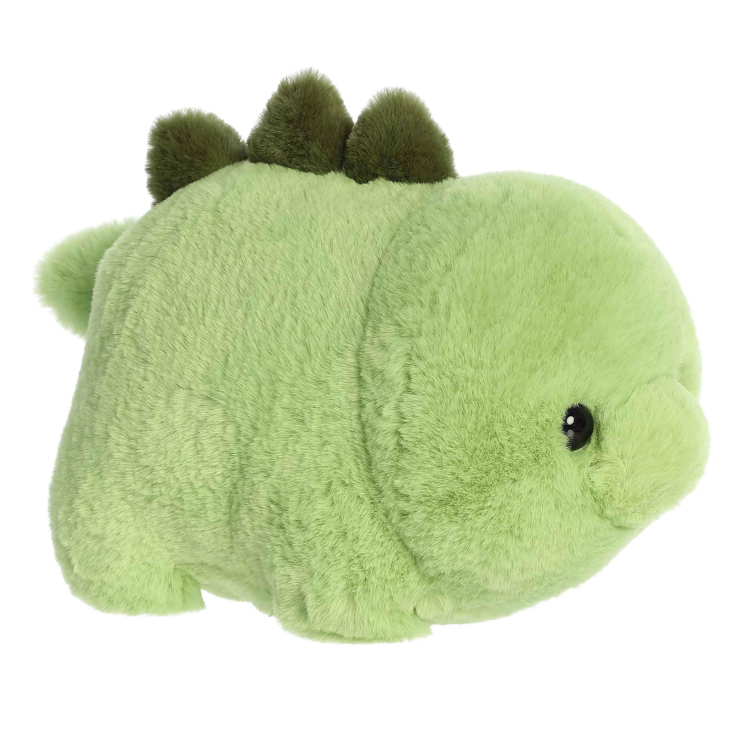 Aurora Spudsters Stevie Stegosaurus plush close-up fabric reveals deluxe softness.