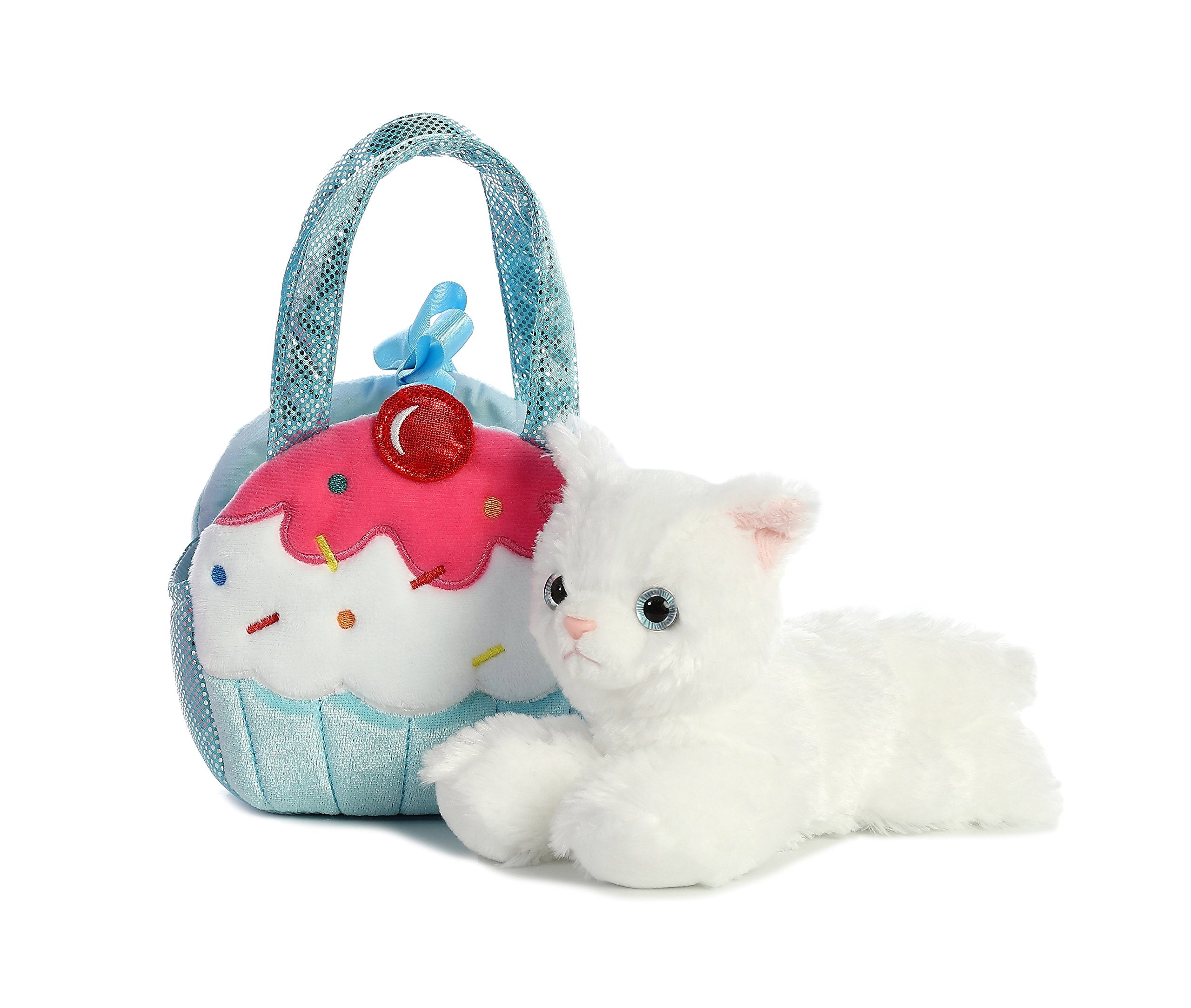 Aurora Sweets Kitty dress-up accessory with colorful carrier for pretend birthdays.