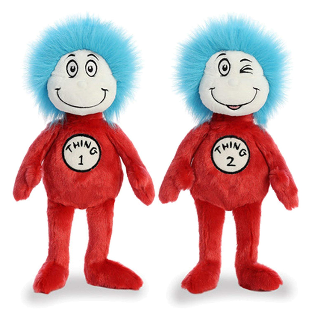 Aurora Thing 1 & Thing 2 plush 12in set with embroidered faces for gentle play