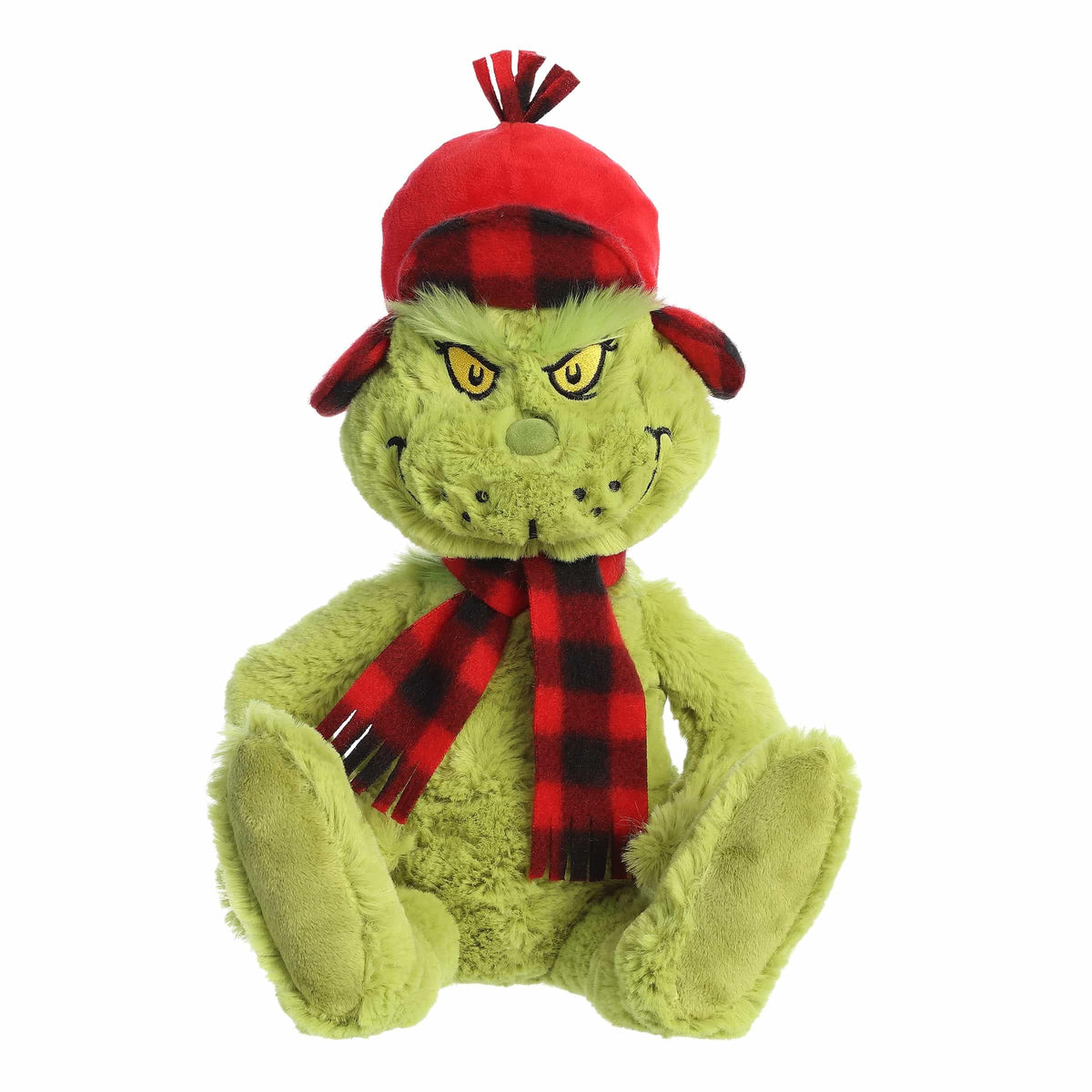 Aurora Wilderness Grinch plush 11-inch, soft and huggable for imaginative play.