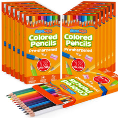 AuroTops 12-pack colored pencils in a vibrant color collection for classroom projects.