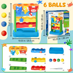 AuroTops yellow dolphin ball-drop toy promotes hand-eye coordination.