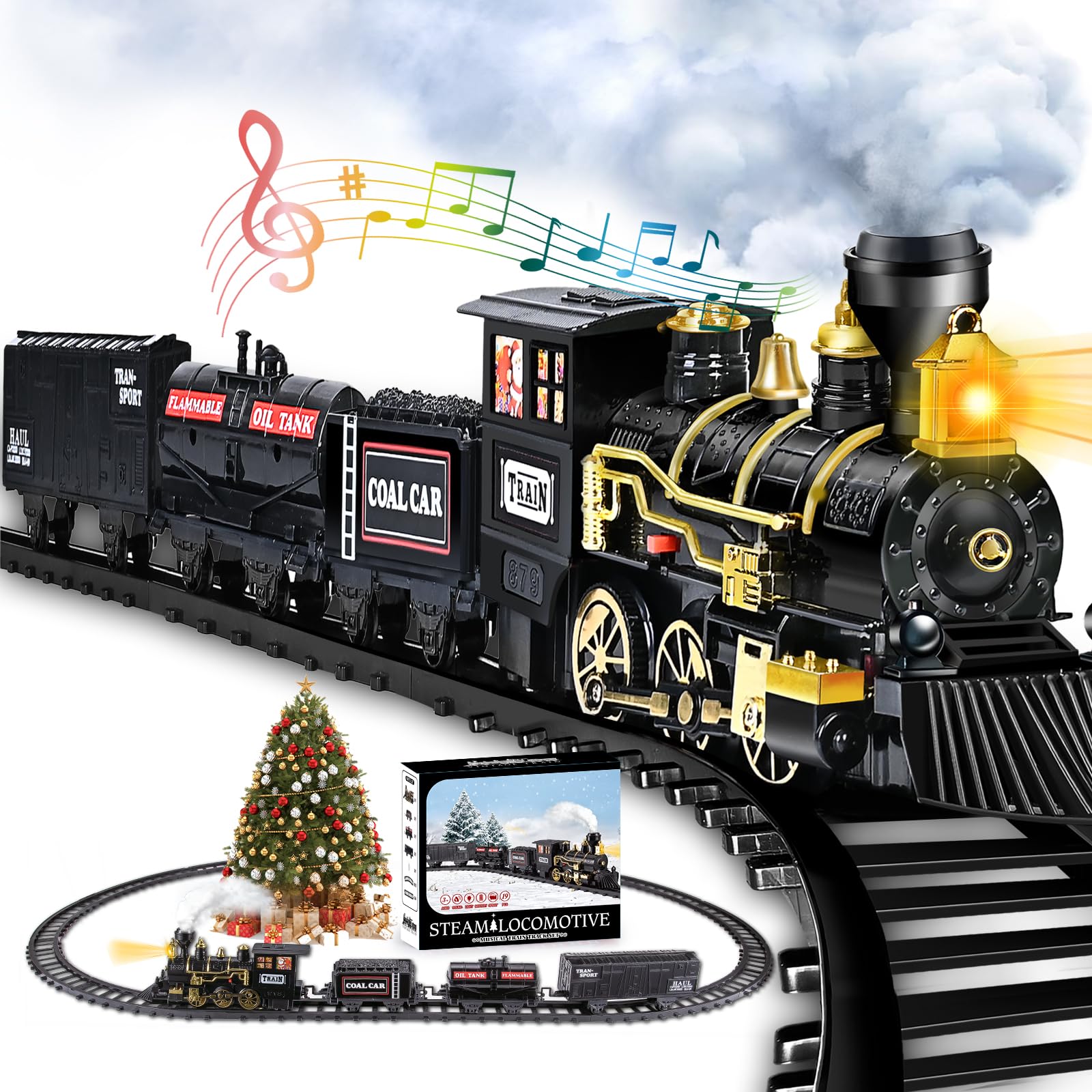 AuroTops Christmas train locomotive with lights for festive playtime
