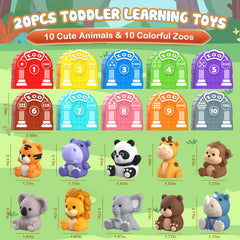 Colorful houses 1–10 for counting play in the barn