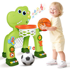 AuroTops dinosaur basketball hoop toy for toddlers promotes active play and motor skills.