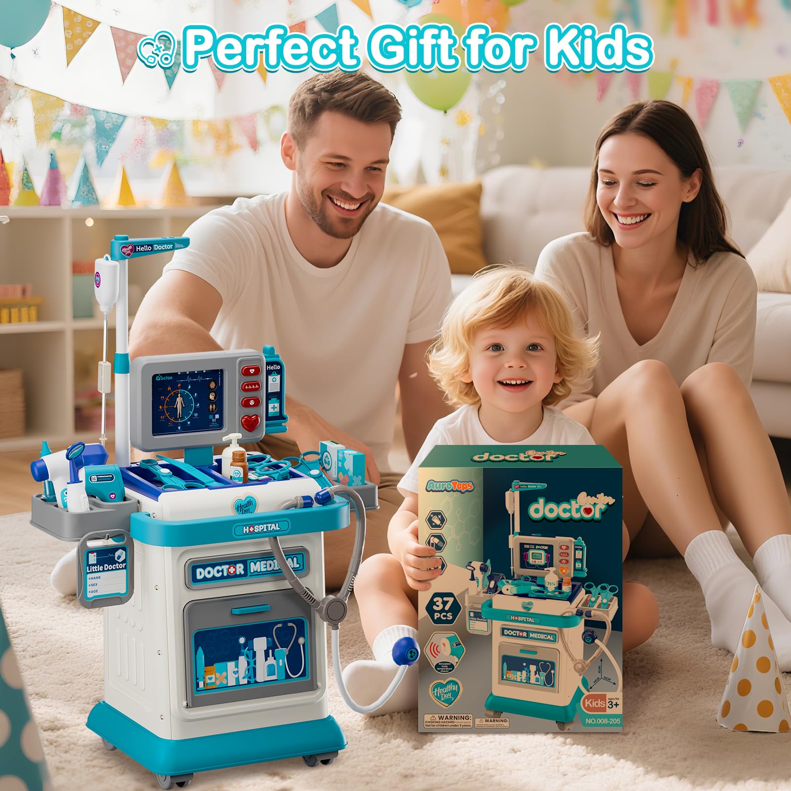 AuroTops large cabinet stores accessories, encouraging organization during play.