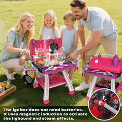 AuroTops pink grill canopy with storage area keeps pieces organized