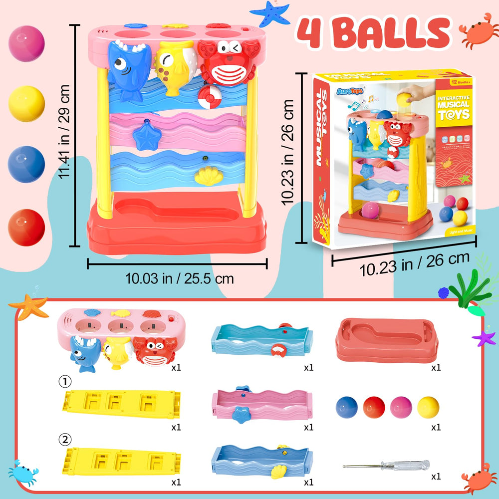 AuroTops Pound A Ball yellow dolphin design encouraging tactile play and discovery