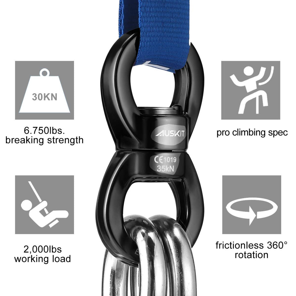 Durable aluminum–magnesium alloy AusKit swivel built for heavy rigging tasks.
