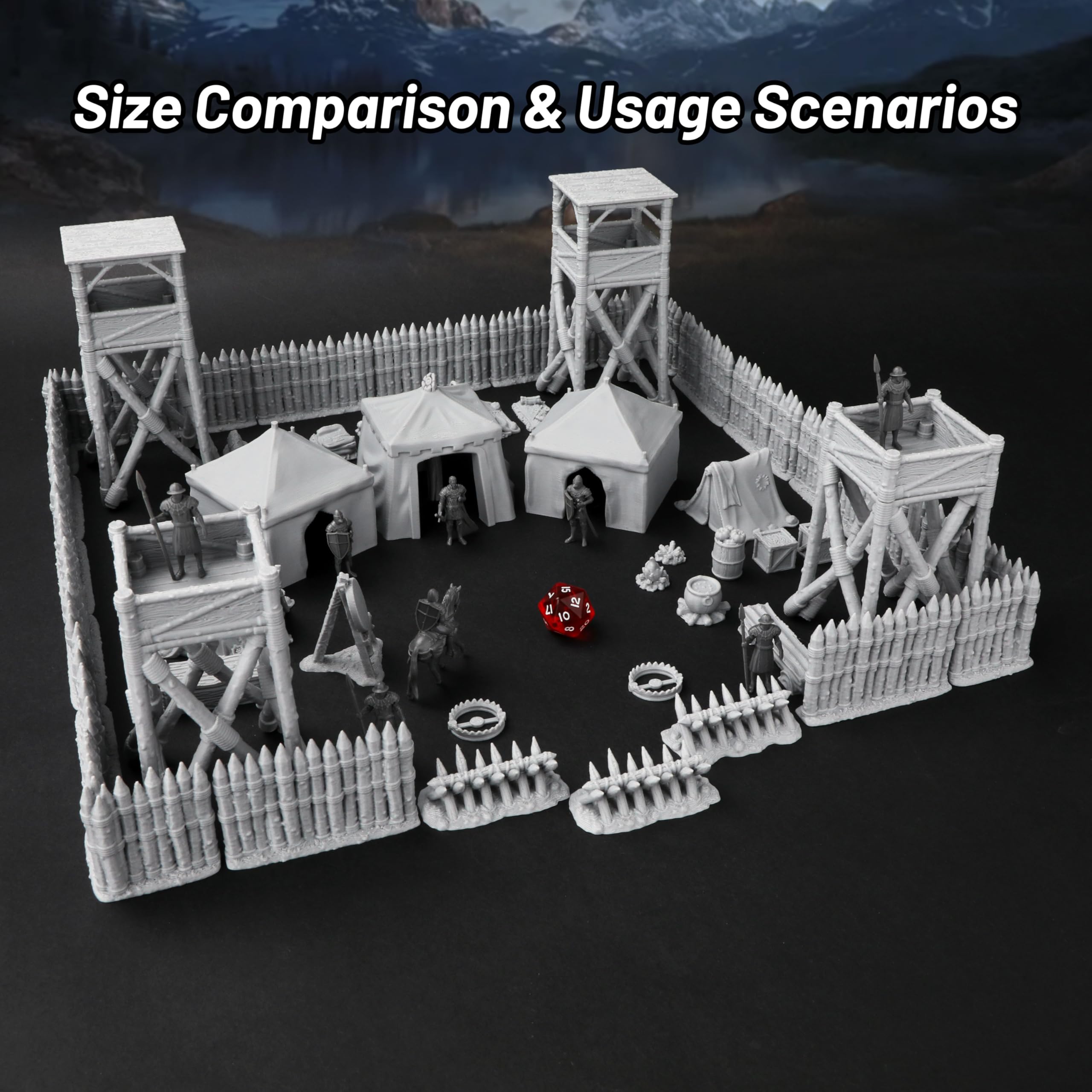 AUSPDICE AF676 tents create realistic camp scenes for engaging encounters.