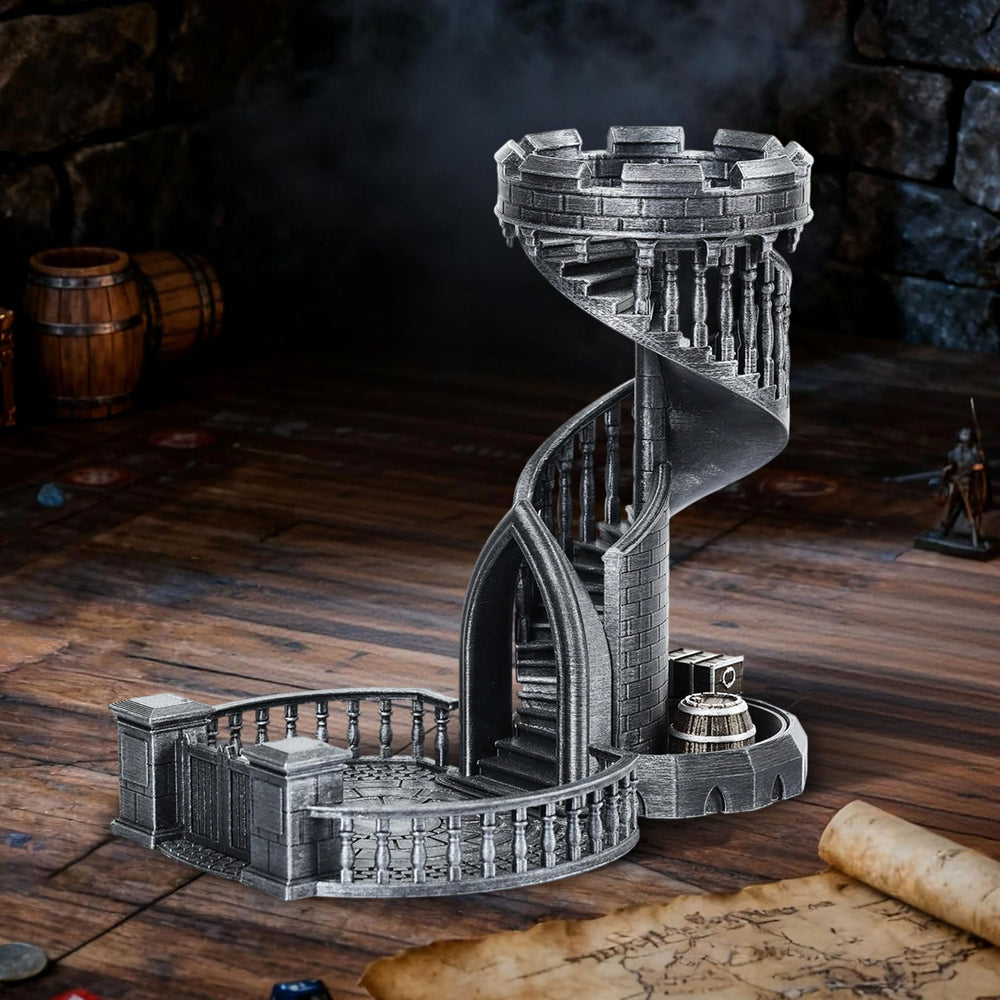 AUSPDICE DND dice tower front view highlights the 36-step design for fair, random rolls