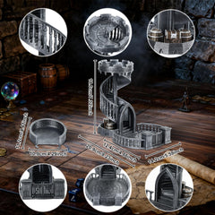 AUSPDICE DND dice tower in use at table illustrating smooth dice drops