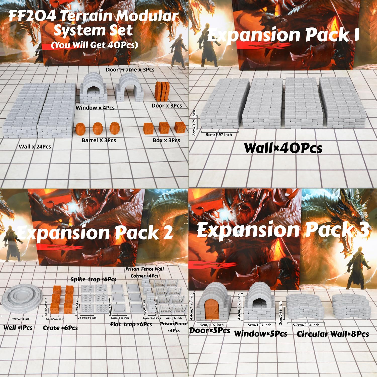 AUSPDICE dungeon walls 40pcs window frame adding light and interest to layouts