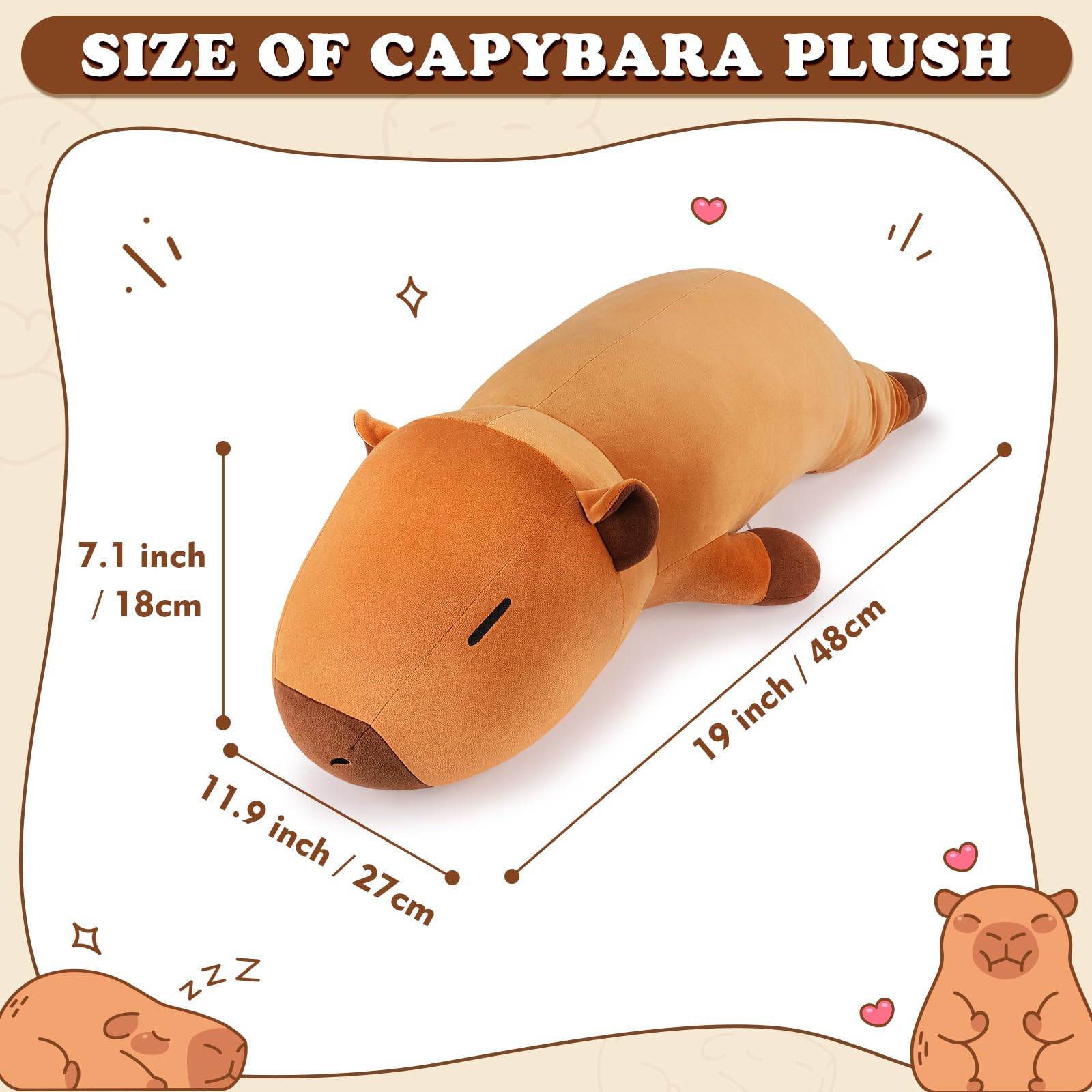 Auspicious Beginning 19-inch Capybara plush side angle for portable comfort