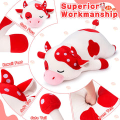 Auspicious Beginning Mushroom Cow plush face close-up with embroidered eyes