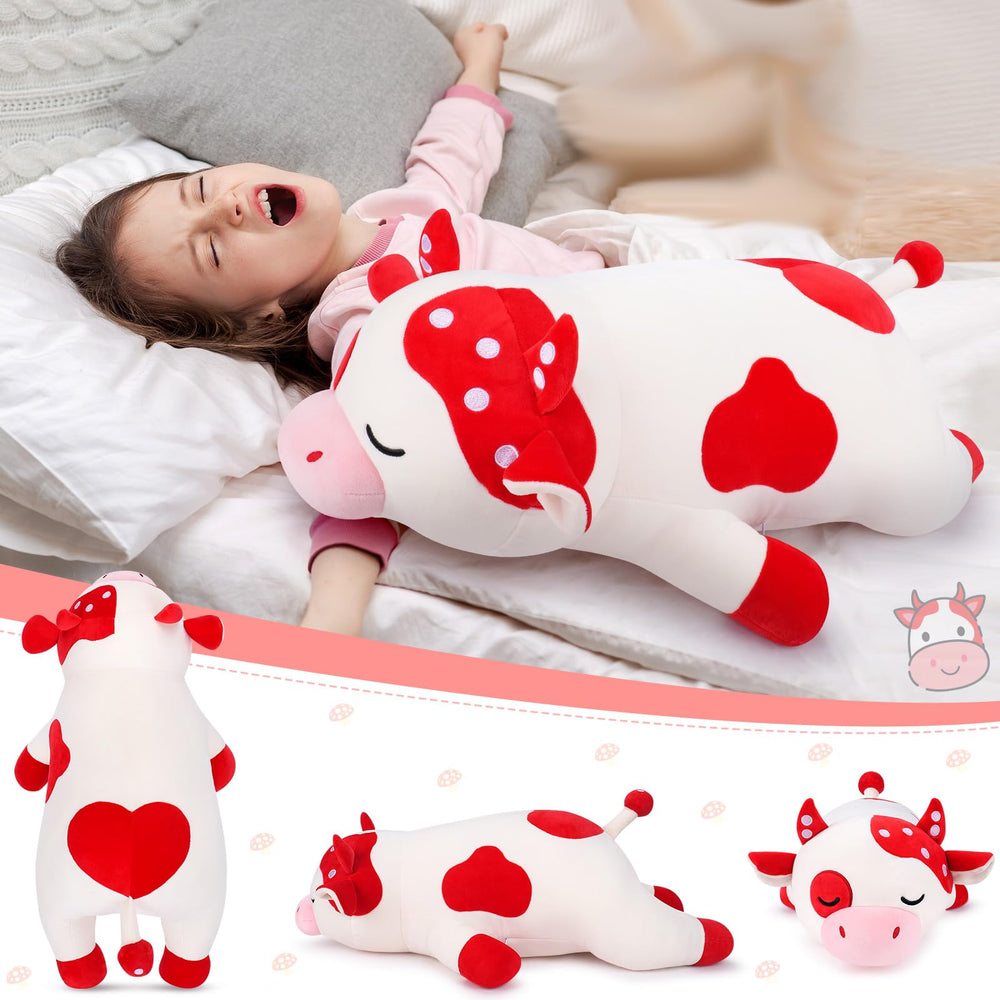 Auspicious Beginning 30-inch Mushroom Cow plush size comparison in a room