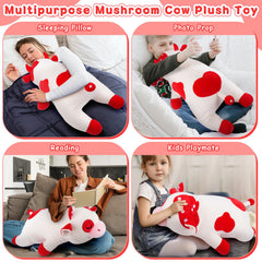 Auspicious Beginning 30-inch Mushroom Cow plush vacuum packaging before fluffing