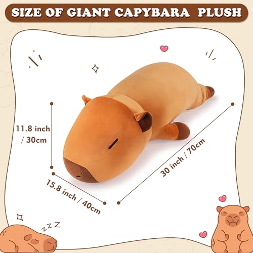 Auspicious Beginning 30-inch Capybara plush side view, perfect cuddle buddy