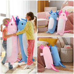 Auspicious Beginning axolotl pillow back design with charming pink hue.