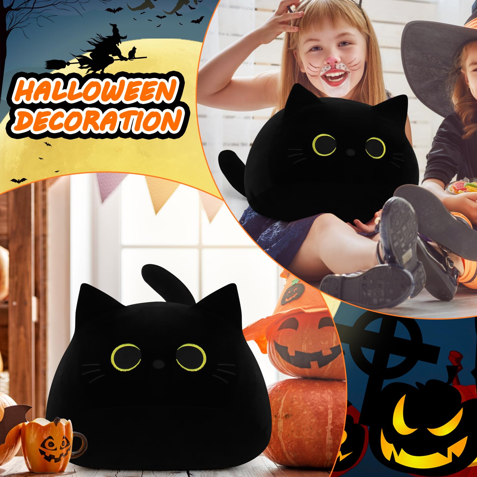 Auspicious Beginning black cat plush eyes detail adds irresistible charm
