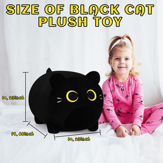 Auspicious Beginning Giant black cat plush front view for hugging.