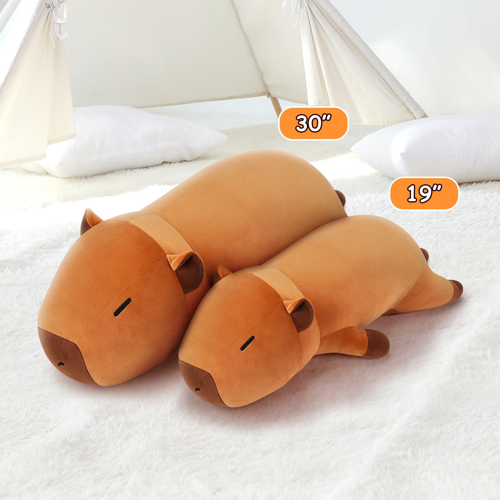 Auspicious Beginning Capybara plush embroidery details highlight cute facial features