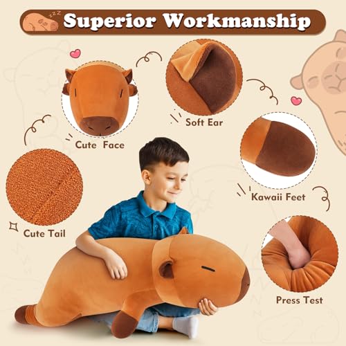 Auspicious Beginning Capybara plush face detail with embroidered features