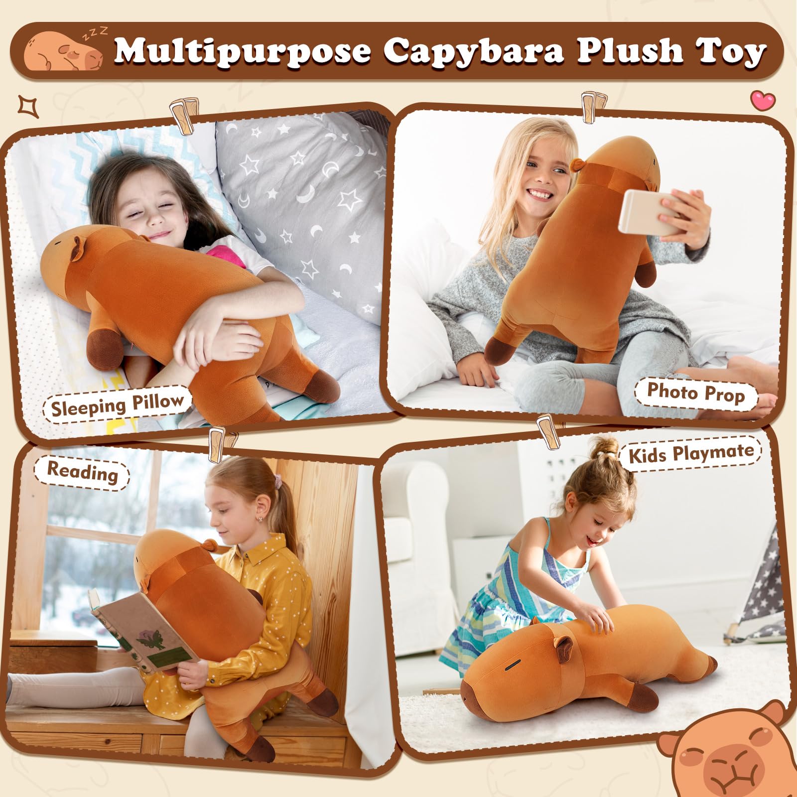 Auspicious Beginning Capybara plush with open arms invites cuddles