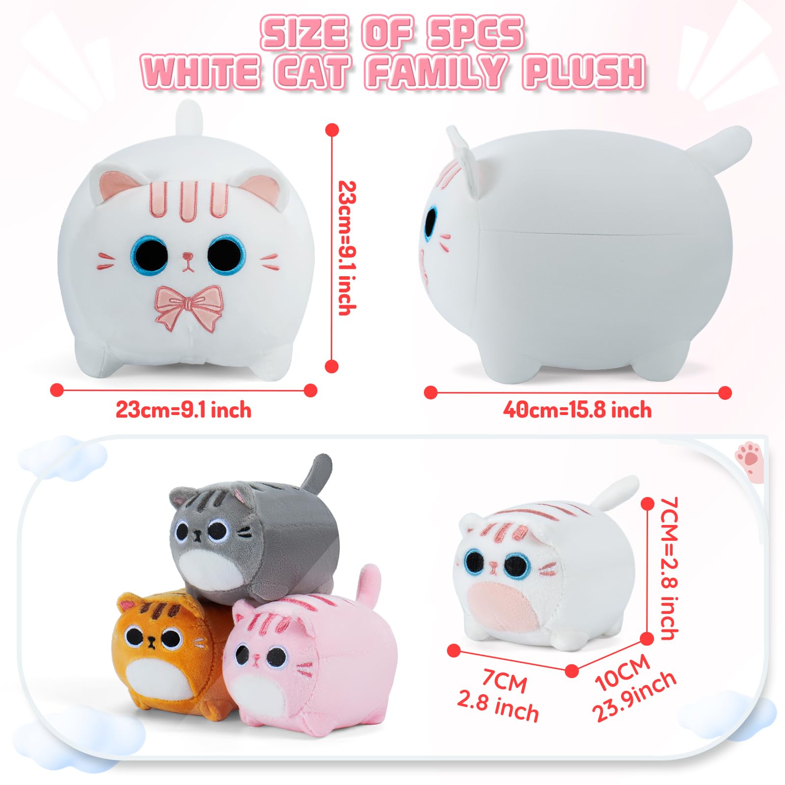 Auspicious Beginning vacuum-packed cat plush, easy to refresh and fluff.
