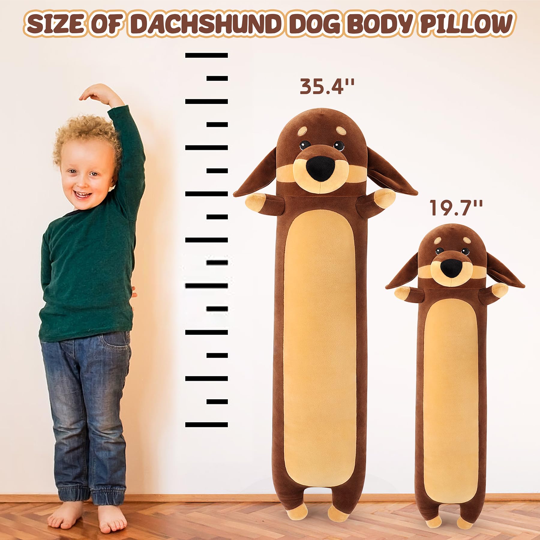 Auspicious Beginning dachshund plush side view suitable for room decor and cuddles.