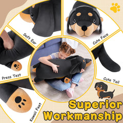 Auspicious Beginning dachshund plush close-up embroidery shows durable details