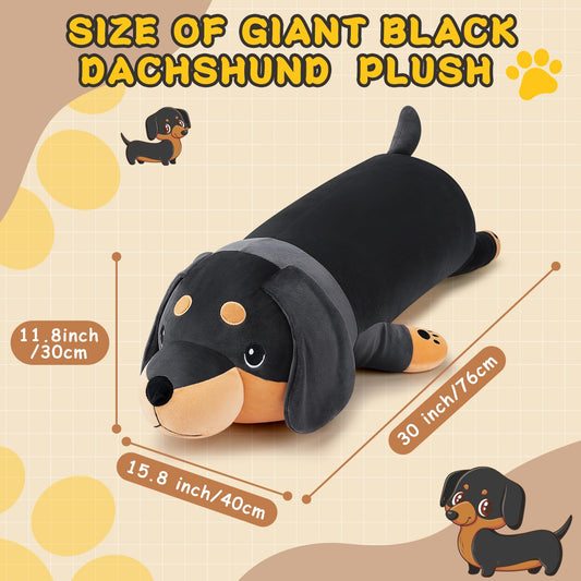 Auspicious Beginning dachshund plush side view adds playful décor to a room