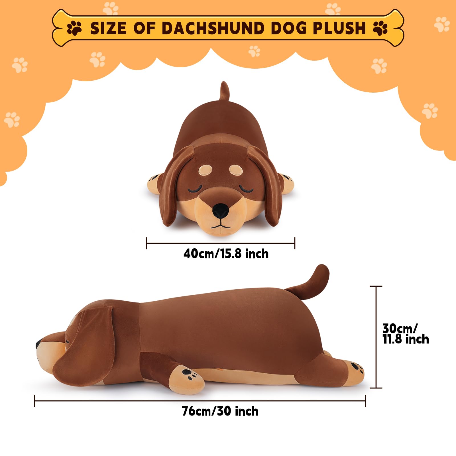 Auspicious Beginning dachshund stuffed animal soft fabric ideal for kids' play.