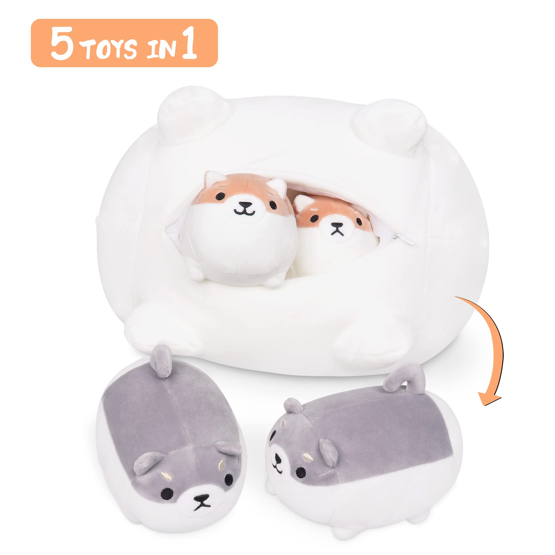 Auspicious Beginning dog mom with puppies plush for imaginative nurturing playtime.