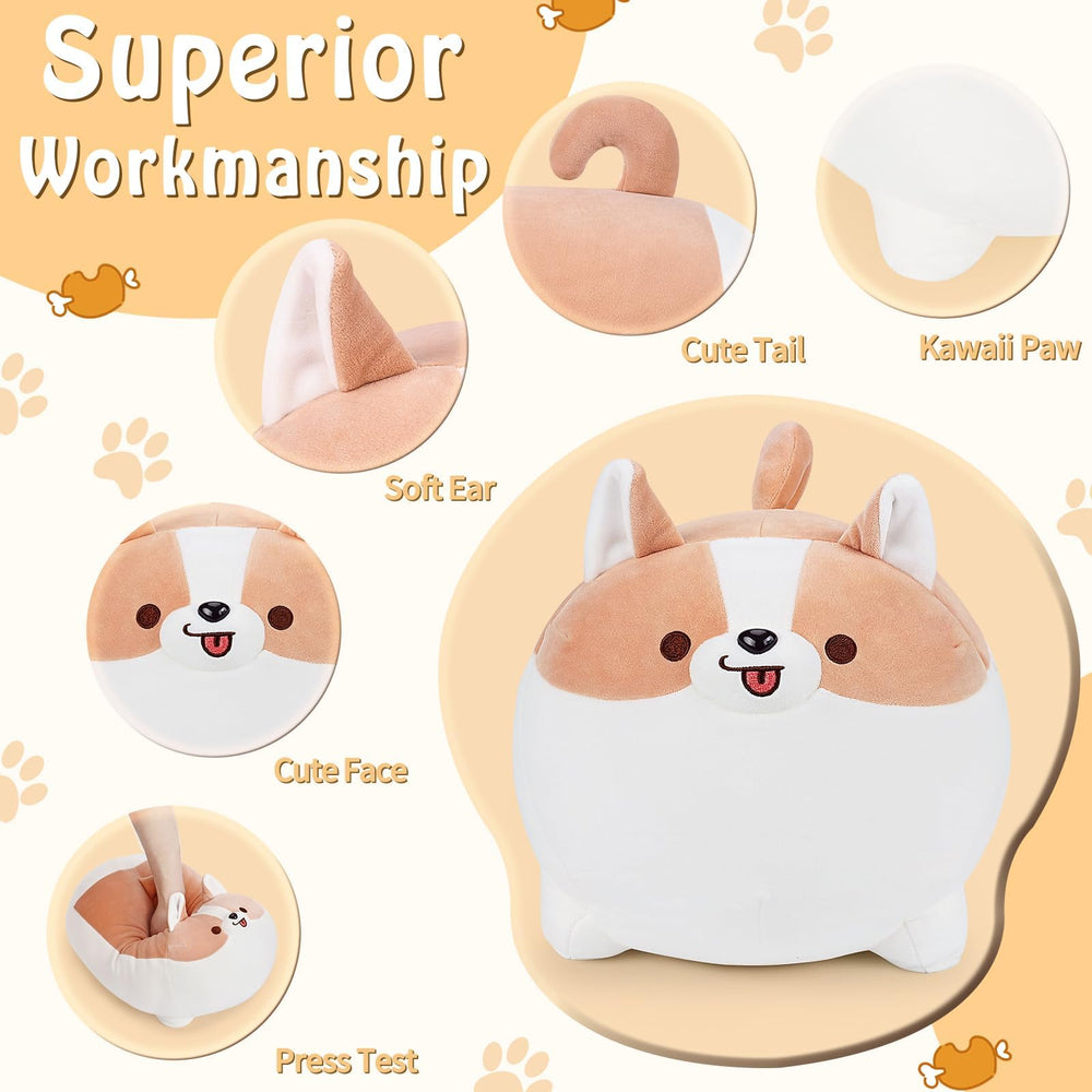 Auspicious Beginning embroidered eyes Corgi plush with durable stitching for long-lasting use
