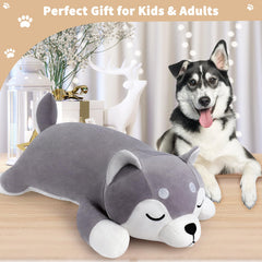Auspicious Beginning husky plush pillow has a zipper for easy stuffing adjustments.