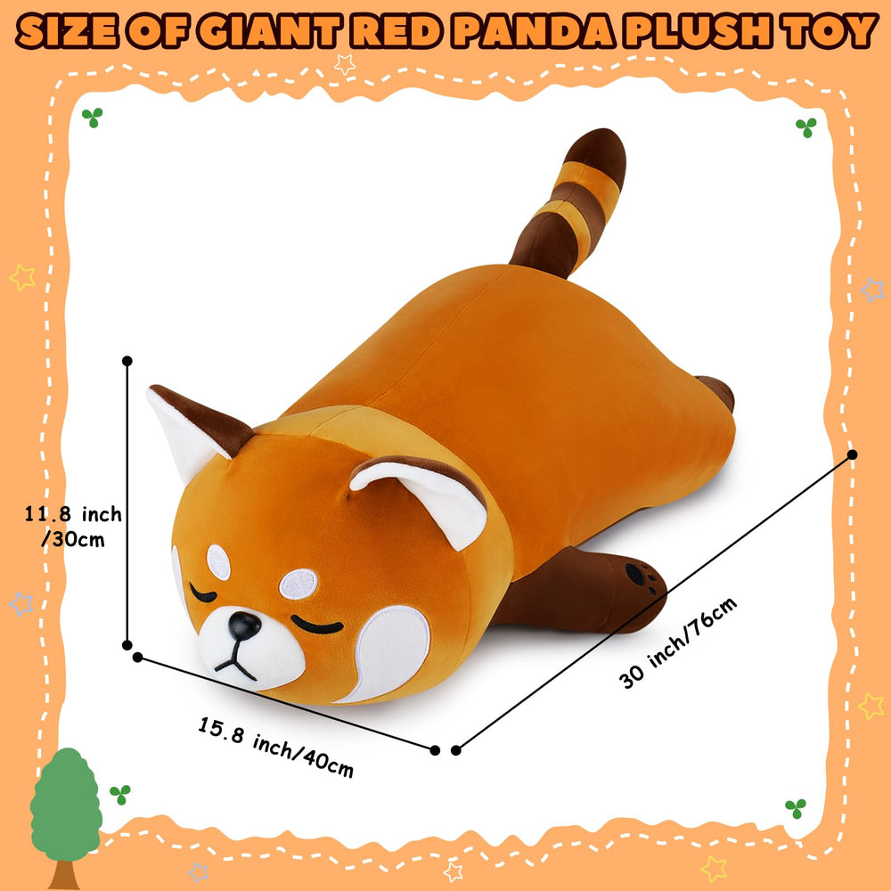 Auspicious Beginning red panda plush full body shows plump, hug-worthy shape