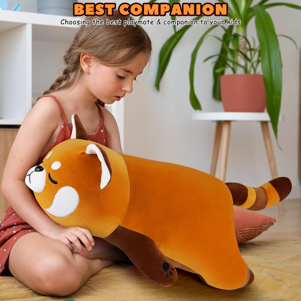 Auspicious Beginning red panda plush makes a gift-ready delight for kids