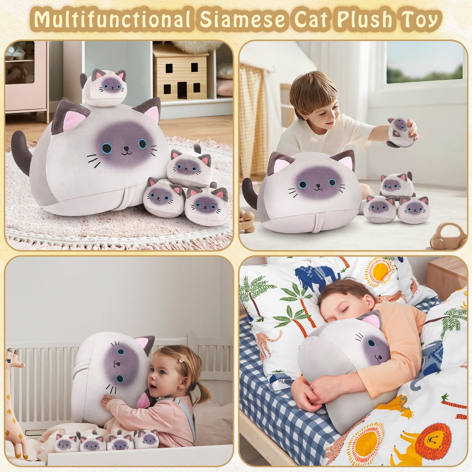 Auspicious Beginning safety-certified cat plush ensures safe play