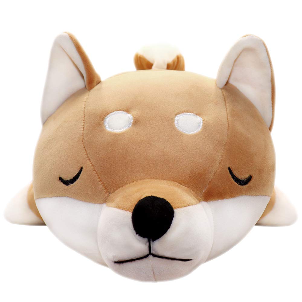 Auspicious Beginning Shiba Inu plush on a bed or desk as cute decor
