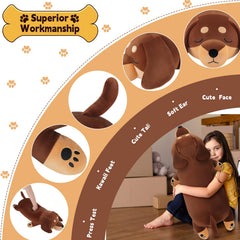 Auspicious Beginning weiner dog plush pillow large for lounging and decor.