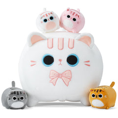Auspicious Beginning white cat mommy plush, soft and large cuddle companion.
