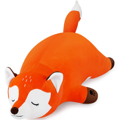 Auspicious Beginnings giant fox plush pillow for cozy lounging and comforting hugs.
