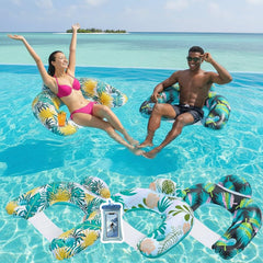 Auspicious Rain 3-pack floats with cup holders and headrest for stable pool lounging.