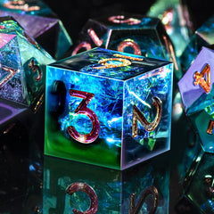 AUSTOR 7-Die DND dice set in box view, ready to roll for tabletop adventures.