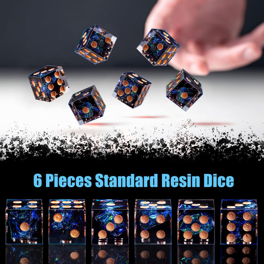 AUSTOR D6 dice sharp edges close-up showing premium resin finish.