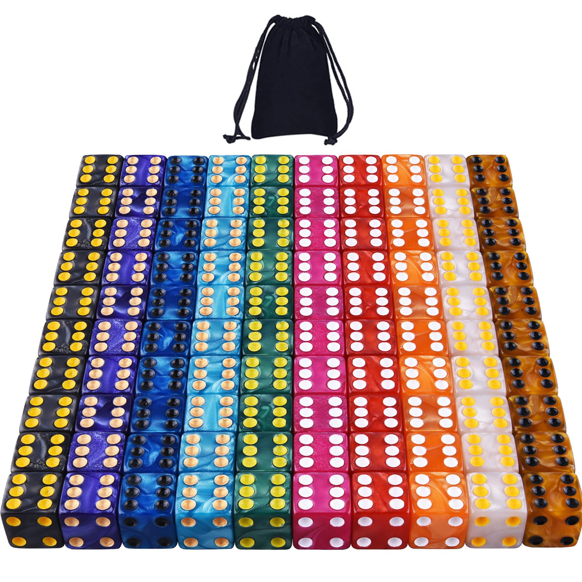 AUSTOR 100-piece dice set with 6-sided square-corner dice for versatile gaming