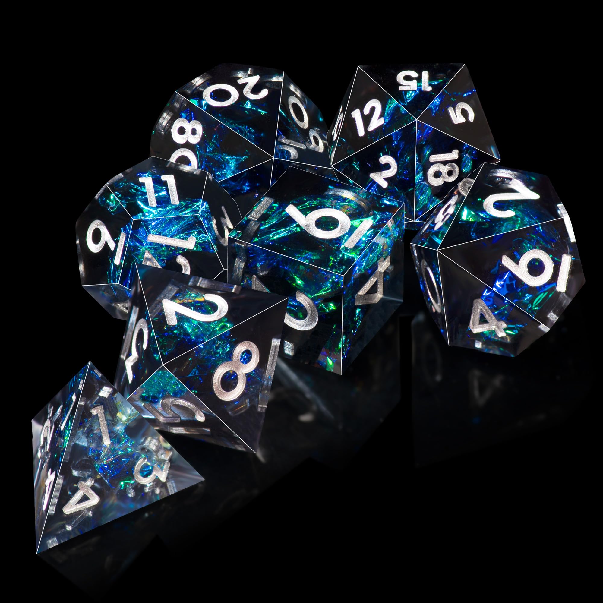AUSTOR D4 to D20 dice set with clear numerals for easy reading.